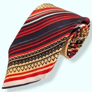 Vintage 100% Silk Red & Yellow Striped Tie
